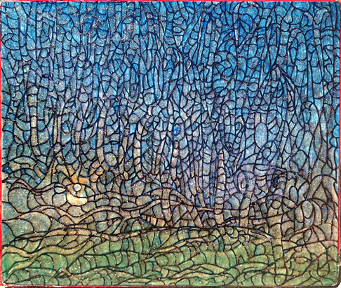 "Jewel Inside A Jewel"
Back of Live Painting
Creates The Dilemma
Painting Masterpiece
Whole Painting,
Blue Color,